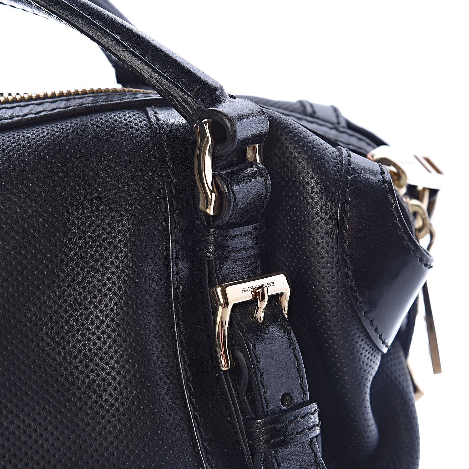 Burberry Calfskin Perforated Ellers Satchel Black 24 of 31