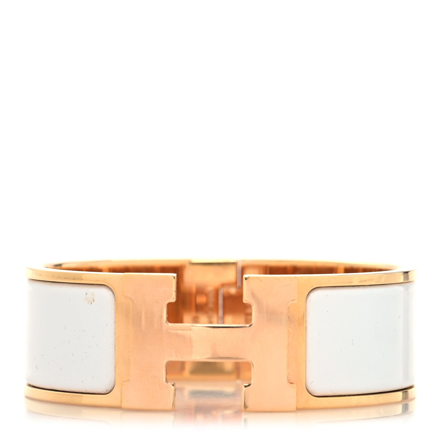 Hermes Enamel Wide Clic Clac H Bracelet PM White 1 of 5