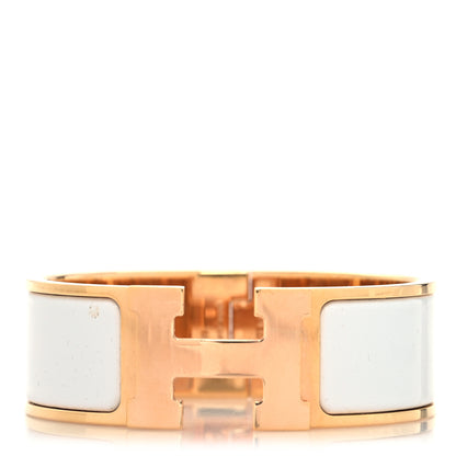 Hermes Enamel Wide Clic Clac H Bracelet PM White 1 of 5