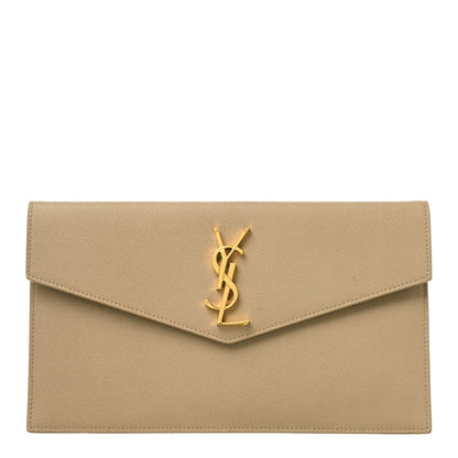 Saint Laurent Grain De Poudre Uptown Pouch Dark Latte 1 of 7