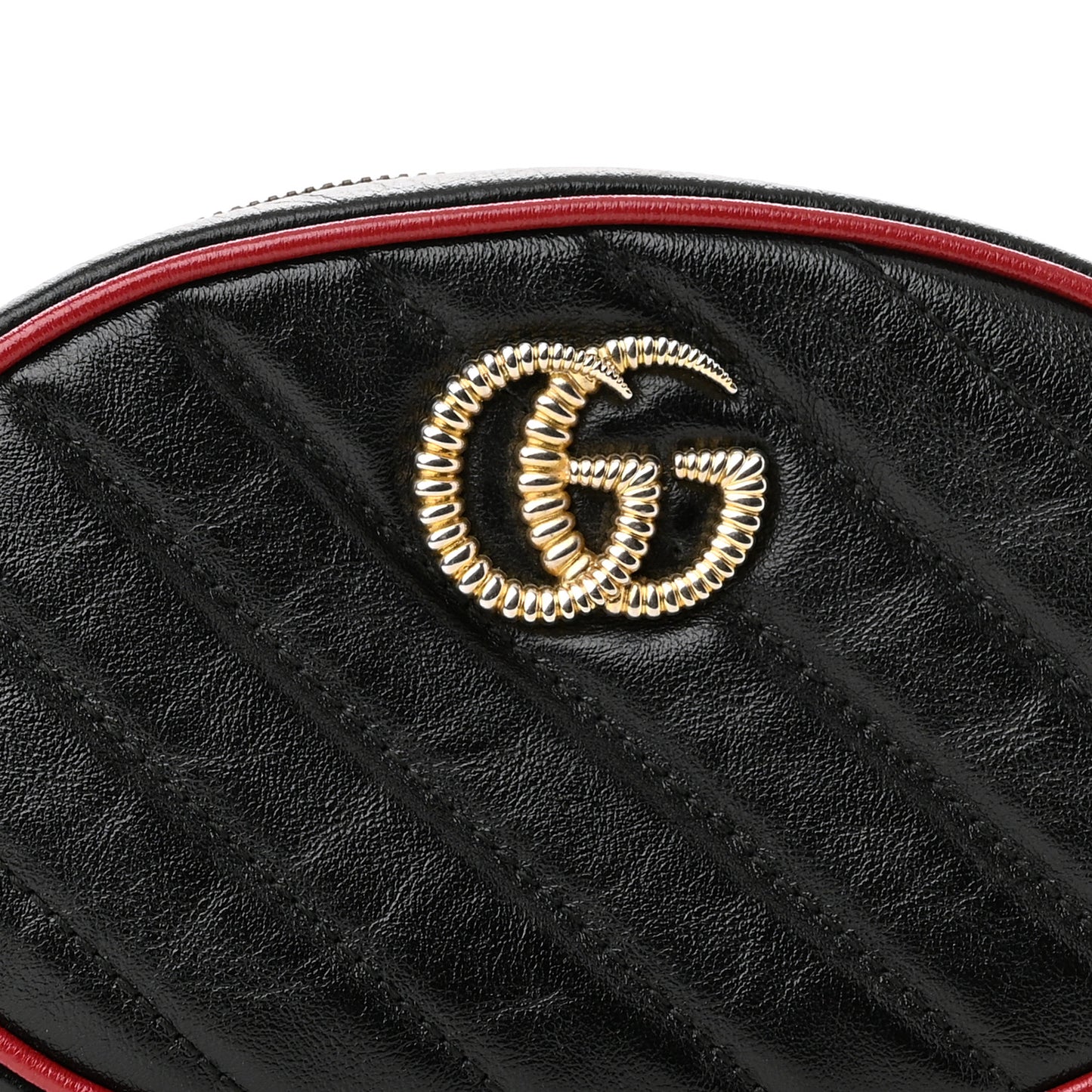 Azalea Calfskin Matelasse Diagonal Torchon GG Marmont Belt Bag 85 34 Black Romantic Cerise