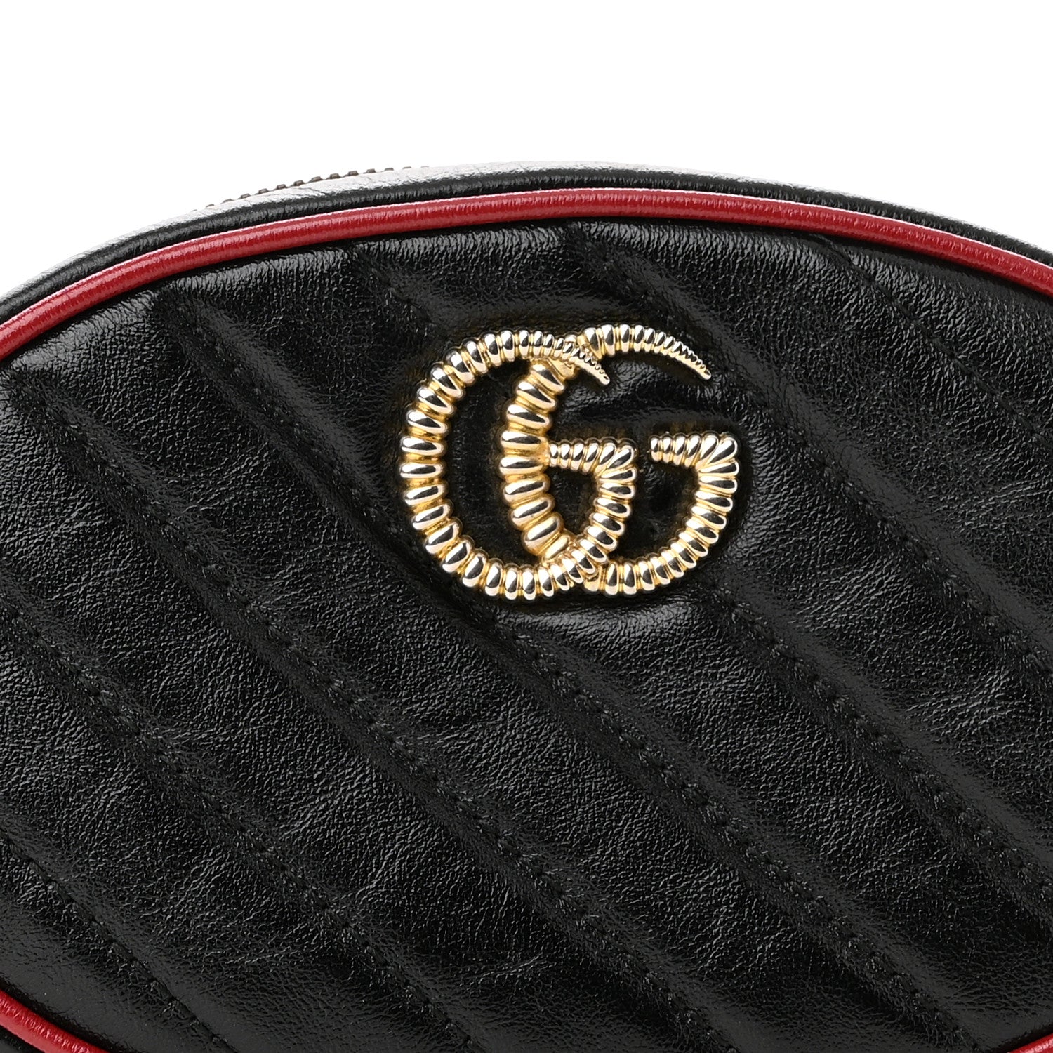 Gucci Azalea Calfskin Matelasse Diagonal Torchon GG Marmont Belt Bag 85 34 Black Romantic Cerise 10 of 12