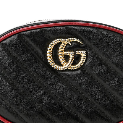 Gucci Azalea Calfskin Matelasse Diagonal Torchon GG Marmont Belt Bag 85 34 Black Romantic Cerise 10 of 12