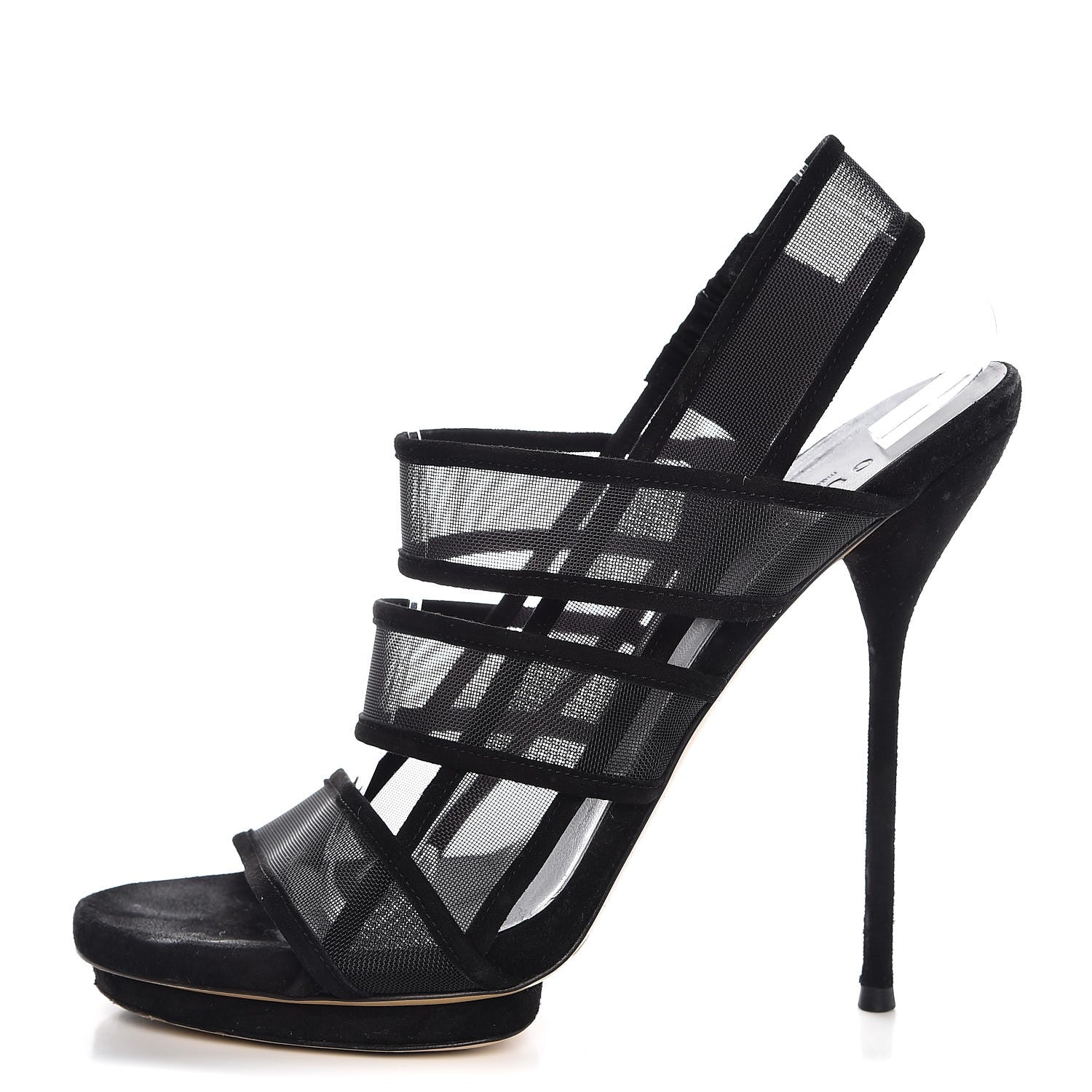 Gucci Kid Scamosciato Mesh Bette Sandals 38 Black 1 of 9