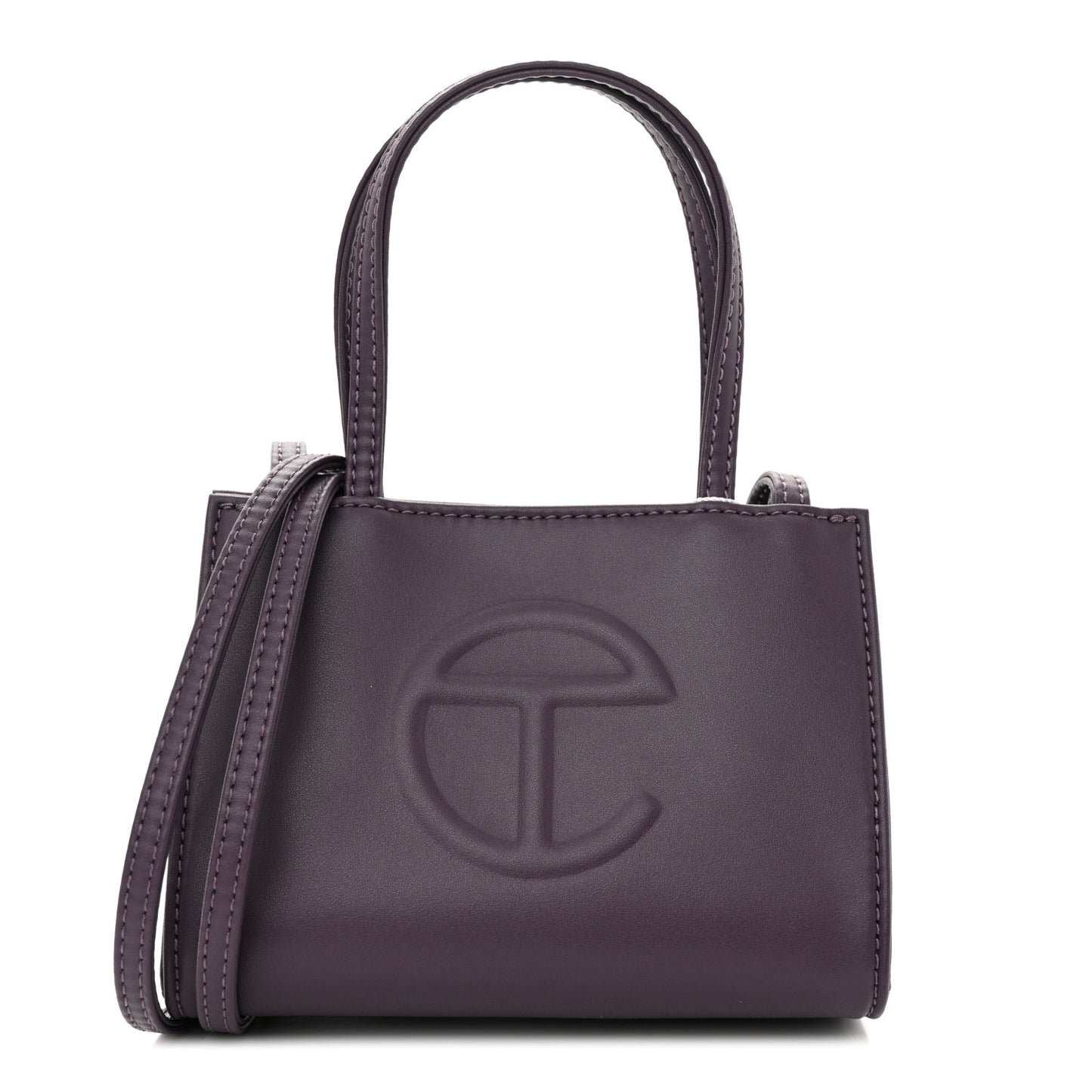 Vegan Leather Small Shopping Bag Eggplant