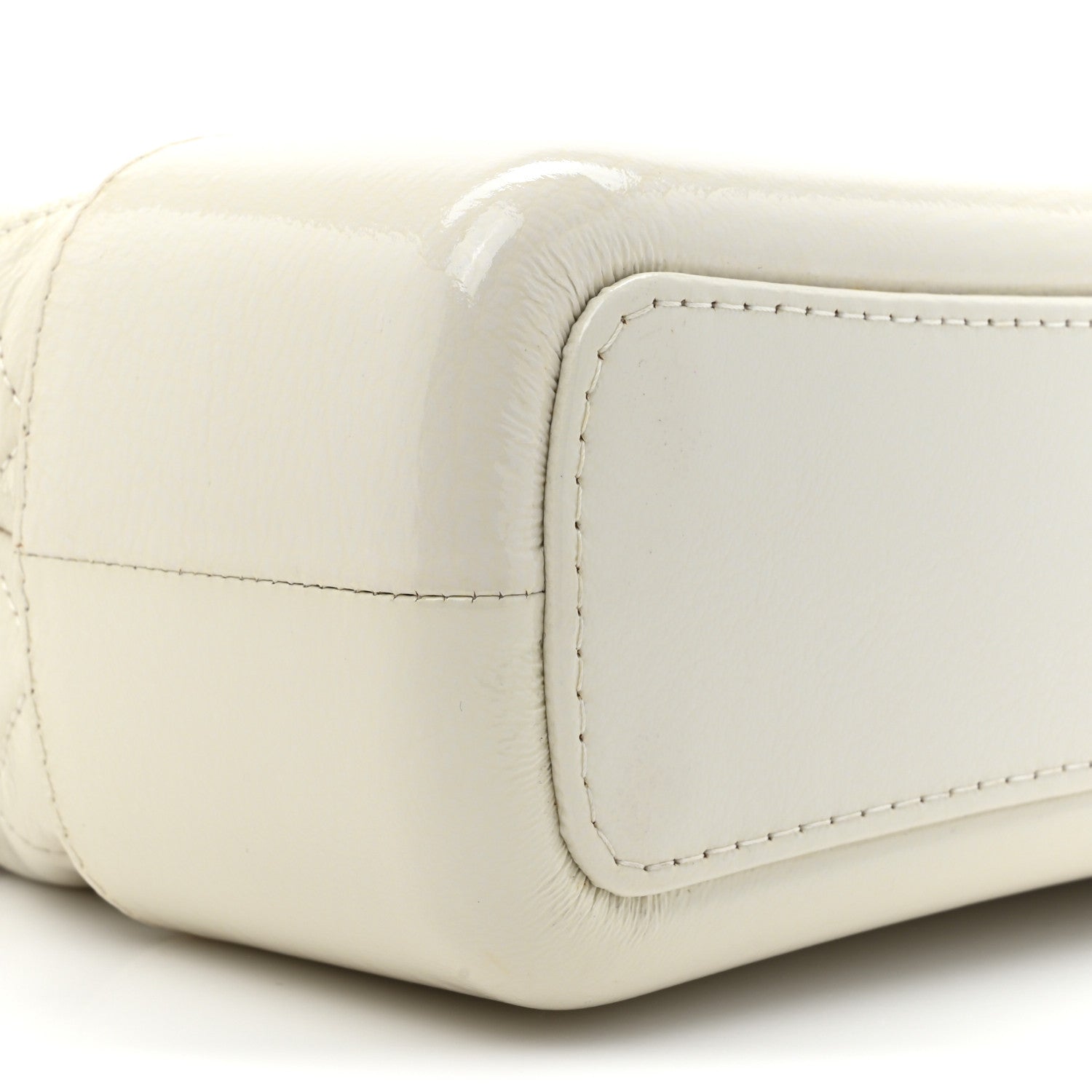 Chanel Patent Goatskin Quilted Medium Gabrielle Hobo White 8 of 11