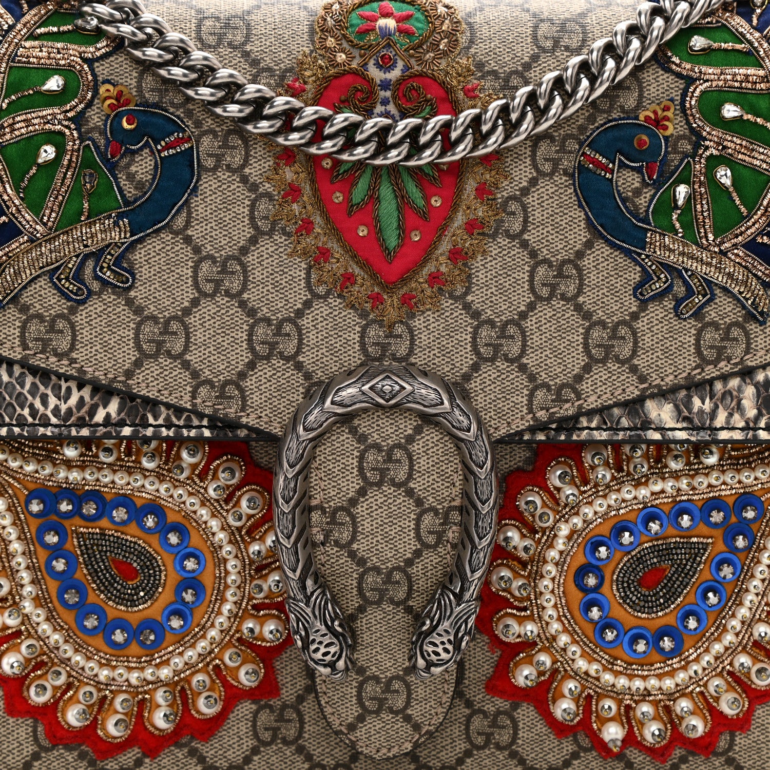 Gucci GG Supreme Monogram Embroidered Medium Dionysus Shoulder Bag Beige 19 of 23