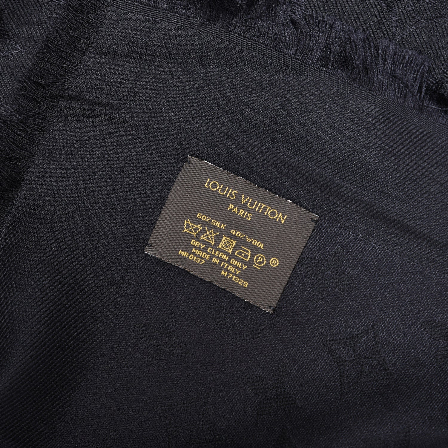 Louis Vuitton Wool Silk Monogram Shawl Black 3 of 4