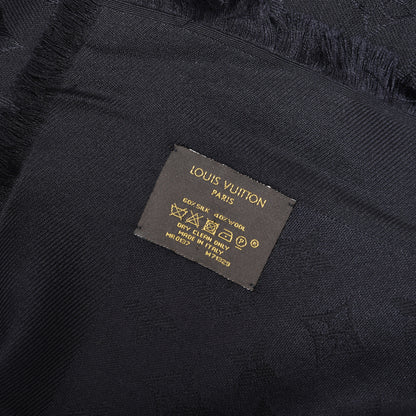 Louis Vuitton Wool Silk Monogram Shawl Black 3 of 4