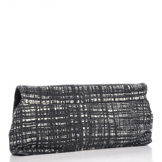 Tweed Clutch Black White