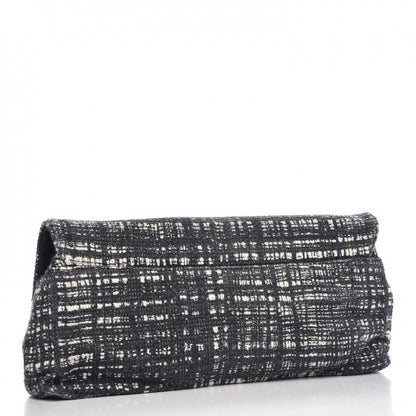 Prada Tweed Clutch Black White 3 of 7