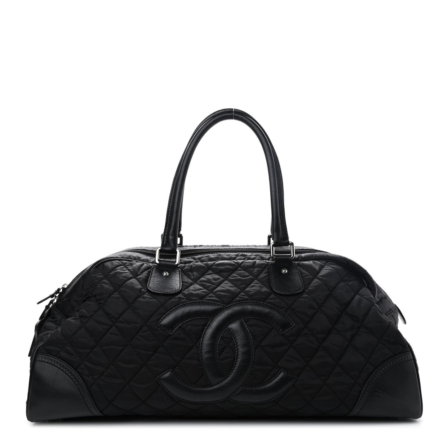 Calfskin Nylon Paris New York Duffel Bag Black