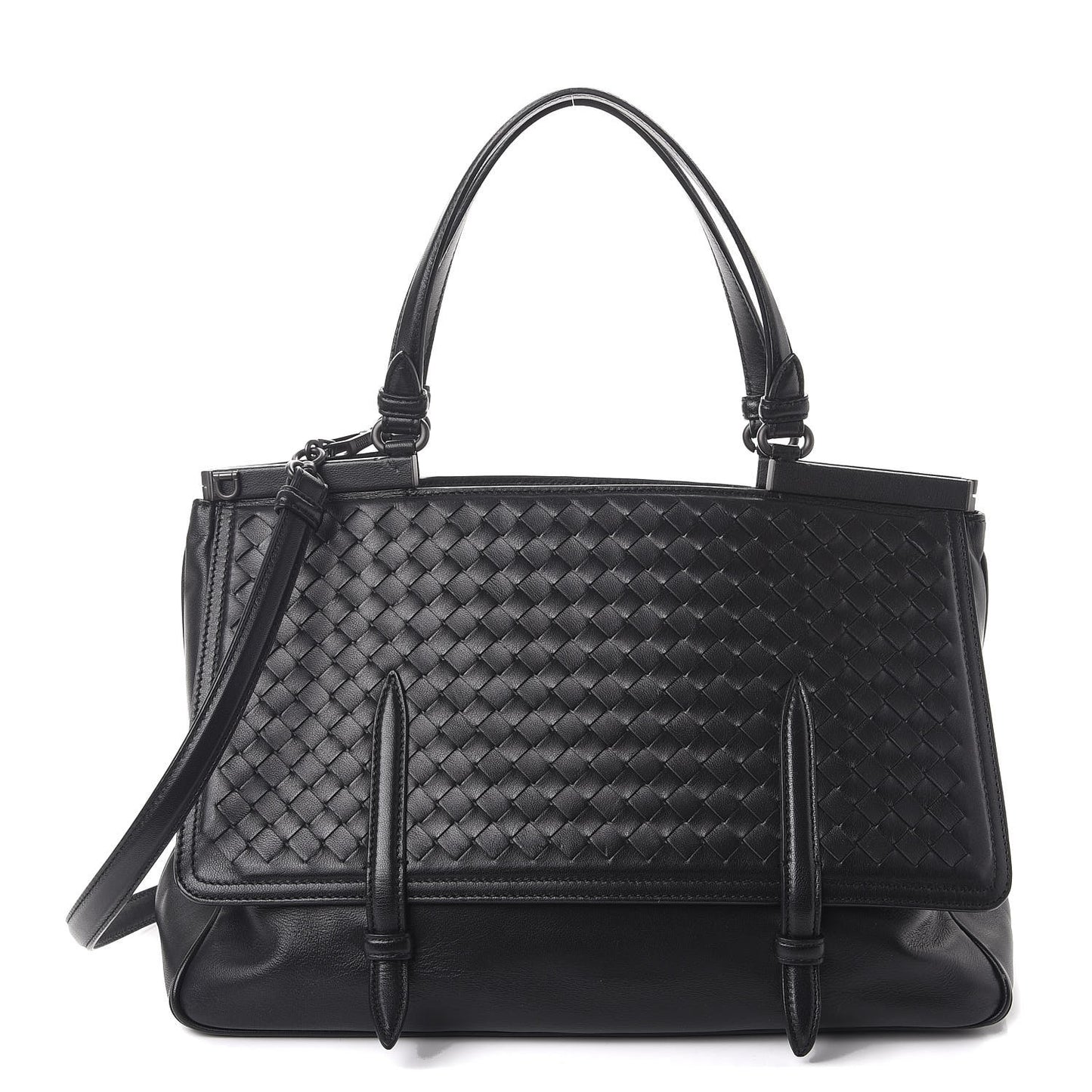 Nappa Intrecciato Satchel Nero Black