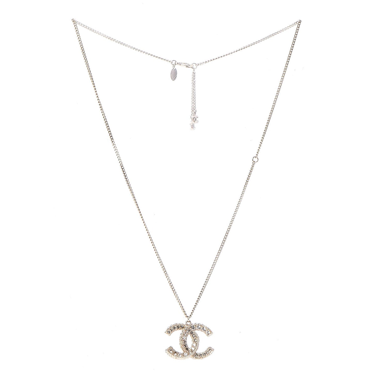 Baguette Crystal CC Necklace Light Gold