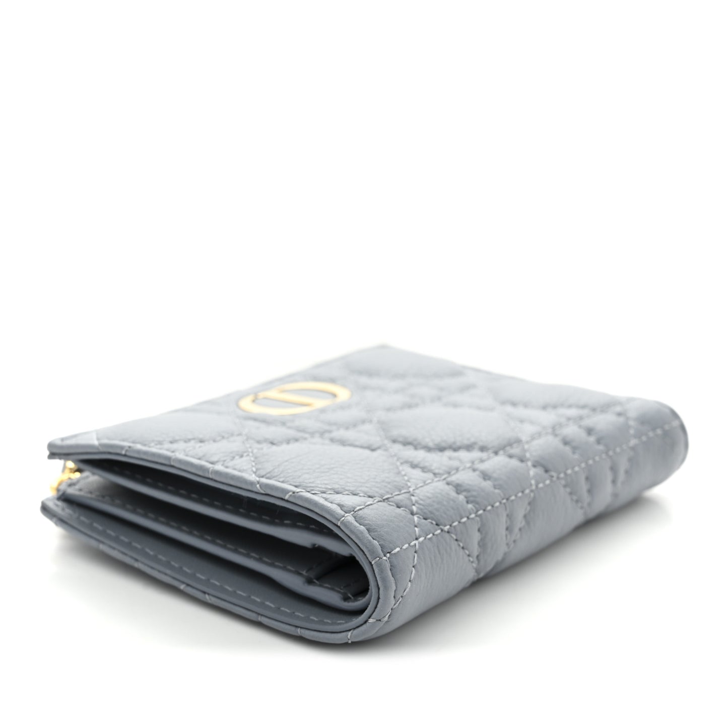 Grained Calfskin Supple Cannage Caro Dahlia Wallet Cloud Blue