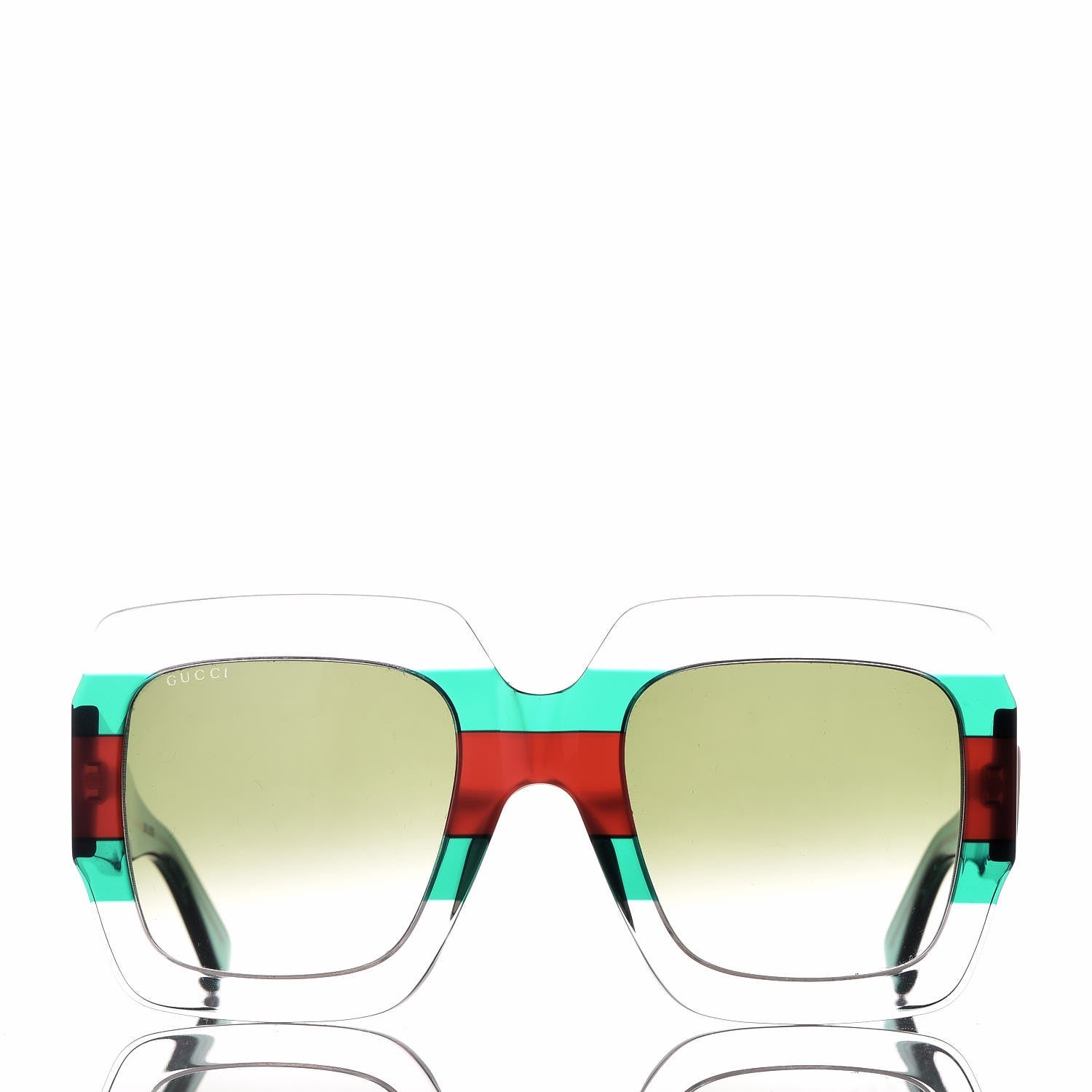 Gucci Square Web Frame GG0178S Sunglasses Green Red 2 of 7