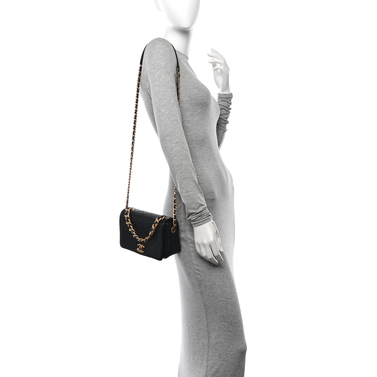 Caviar Quilted Small Fashion Therapy Flap Bag Black
