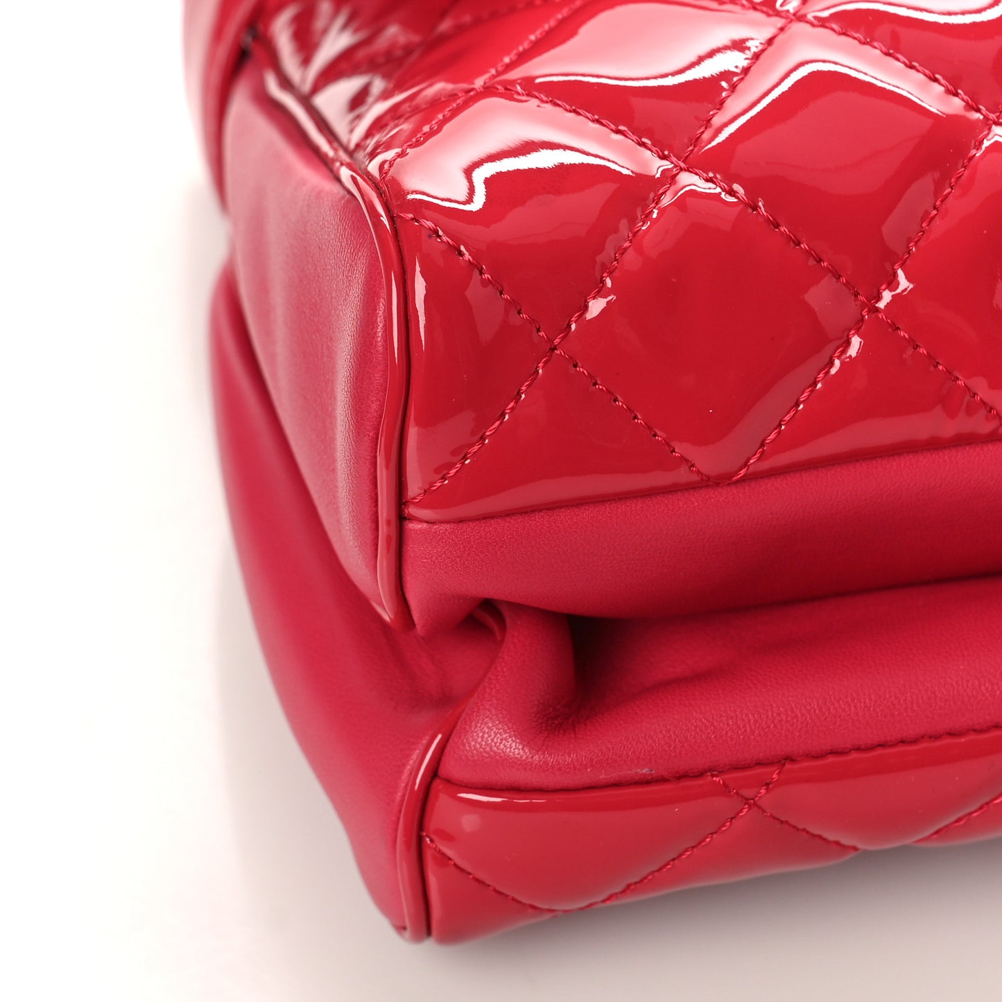 Patent Quilted Medium Rock In Rome Single Flap Dark Pink