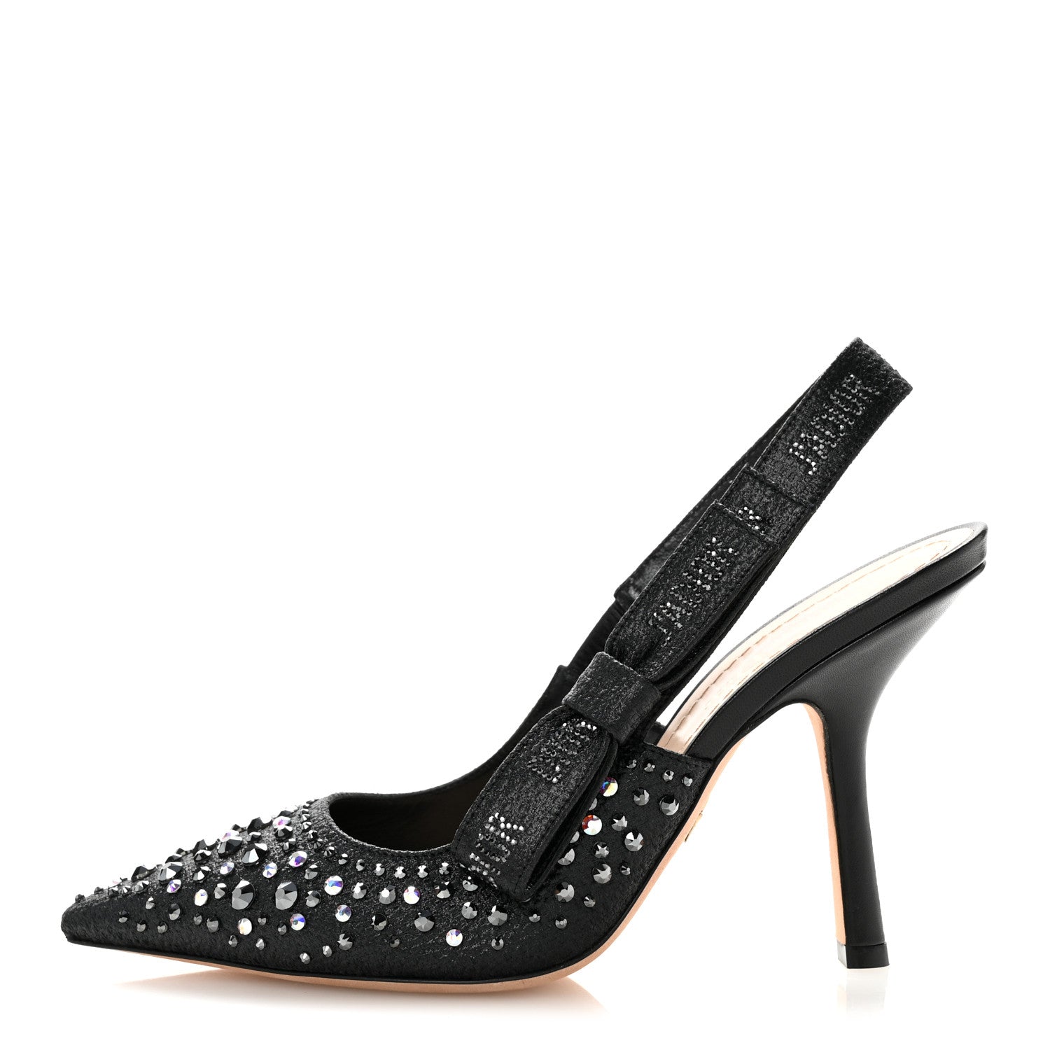 Christian Dior Fabric Strass J'Adior Slingback 100mm Pumps 38 Black 1 of 11