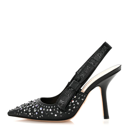 Christian Dior Fabric Strass J'Adior Slingback 100mm Pumps 38 Black 1 of 11