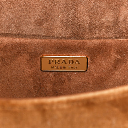 Prada Velluto Ricamo Cahier Shoulder Bag Cammello 10 of 11