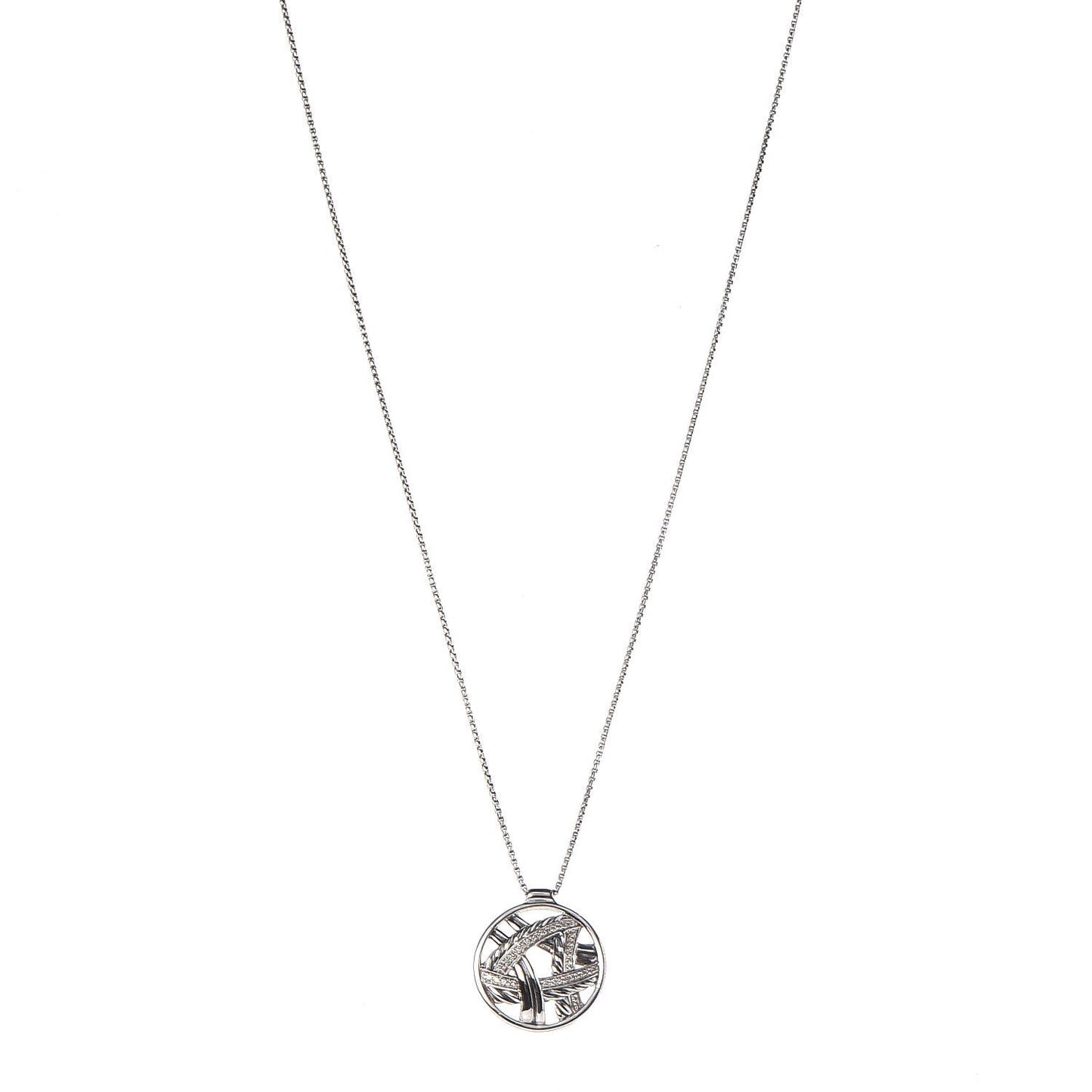 Sterling Silver Diamond Papyrus Pendant Necklace