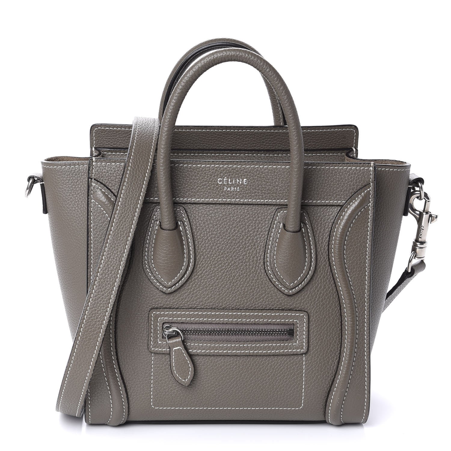 Celine Drummed Calfskin Nano Luggage Souris 1 of 12