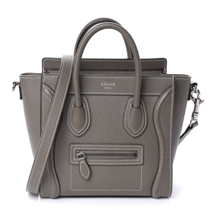 Celine Drummed Calfskin Nano Luggage Souris 1 of 12