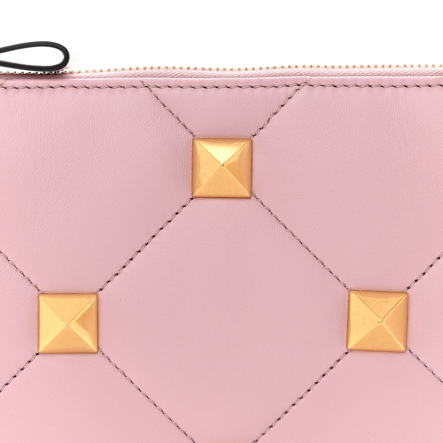 Nappa Quilted Roman Stud Zip Pouch Water Lilac