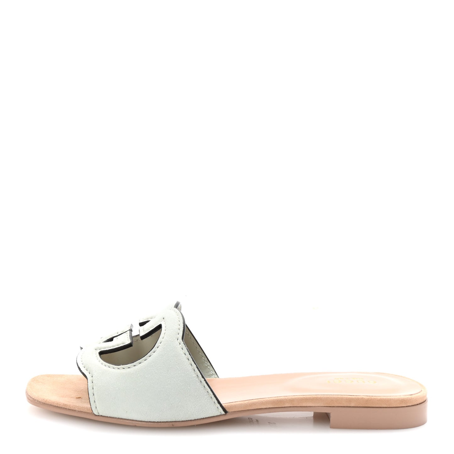 Kid Scamosciato Interlocking G Cut Out Slide Sandals 37.5 Salvy Green
