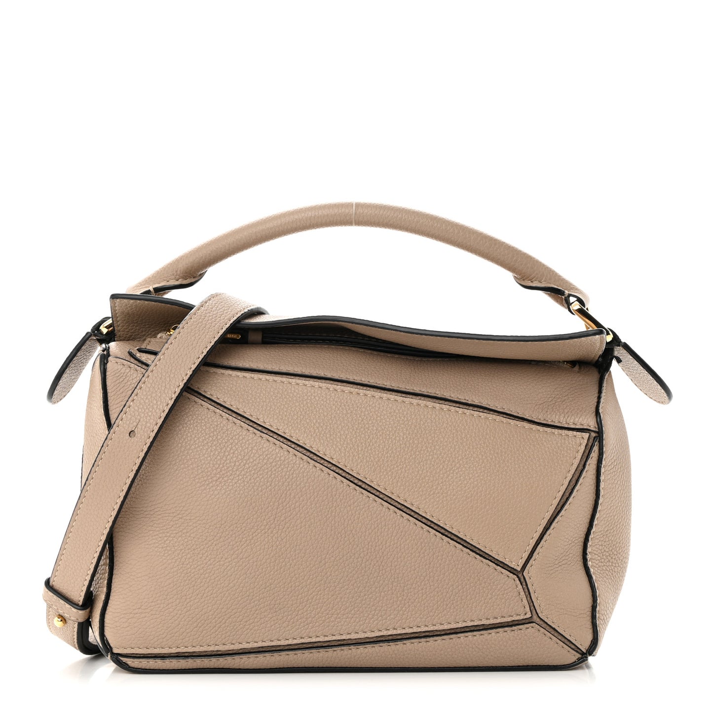 Grained Calfskin Small Puzzle Bag Sand