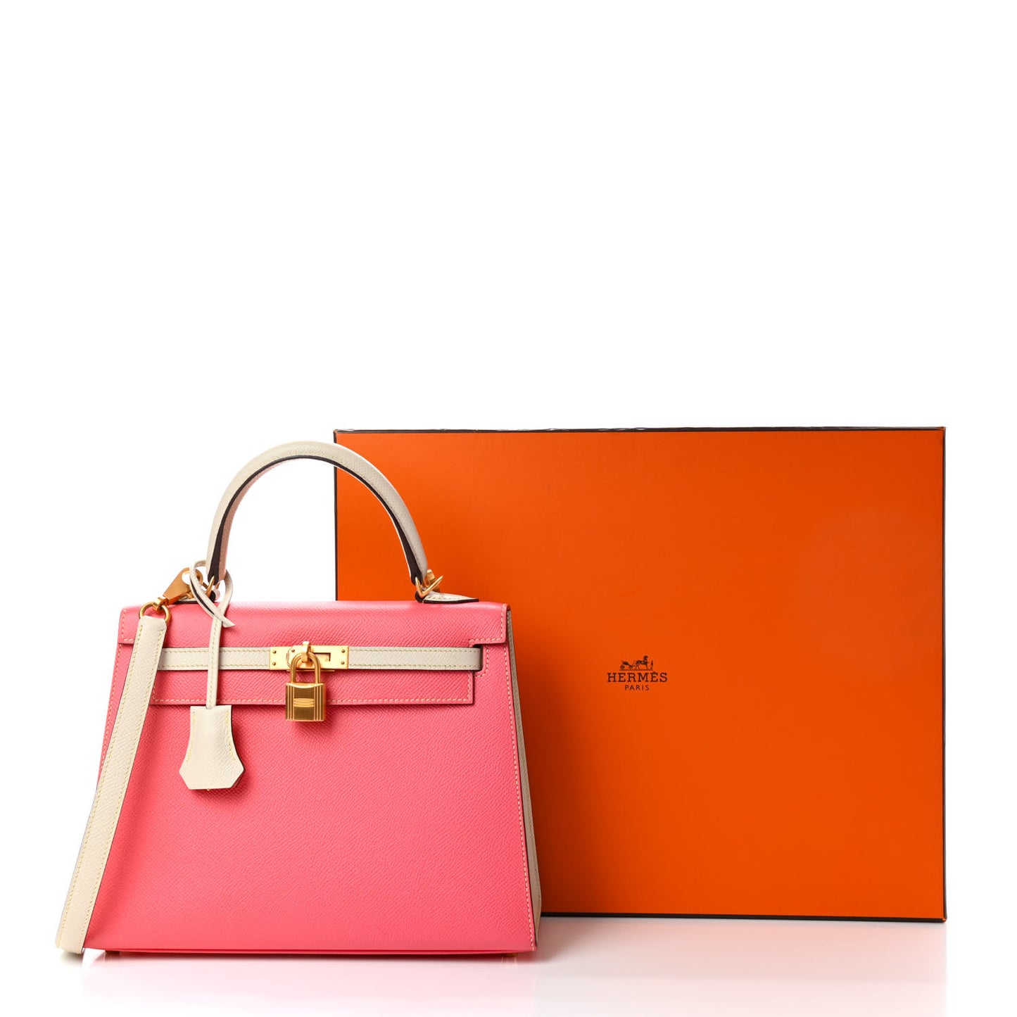 Epsom Bi-Color Horseshoe Kelly Sellier 25 Rose Azalee Craie