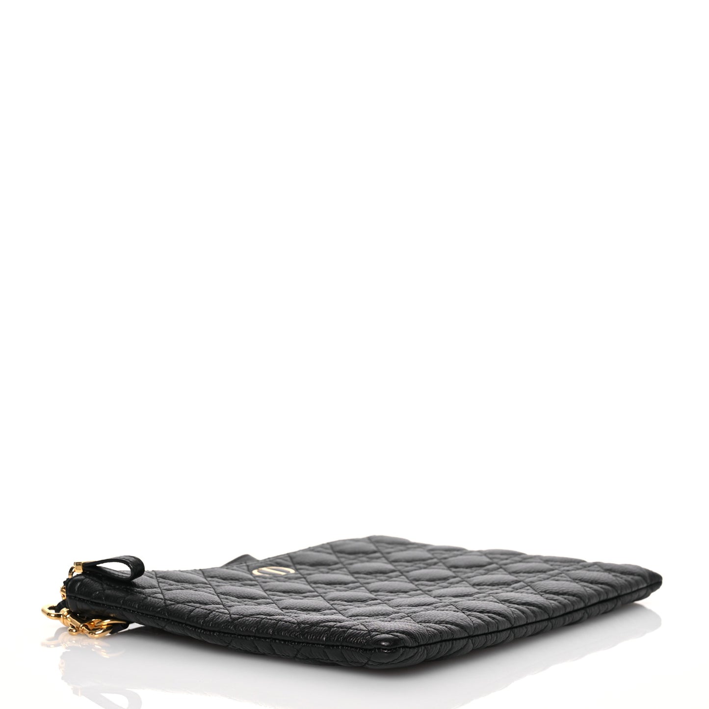 Supple Calfskin Cannage Large Caro Daily Pouch Black