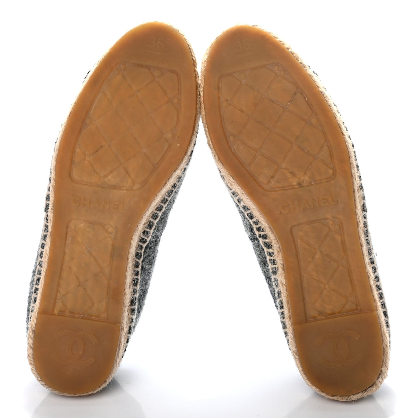 Tweed Velvet CC Espadrilles 36 Grey Black