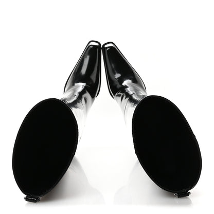 Saint Laurent Vitello Marilyn Nina 95 Knee High Boots 38.5 Black 2 of 10