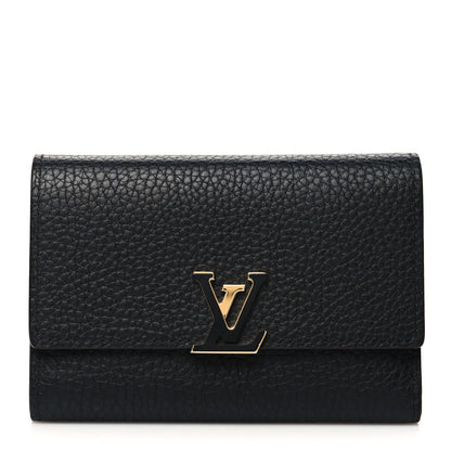 Louis Vuitton Taurillon Capucines Compact Wallet Black 1 of 9