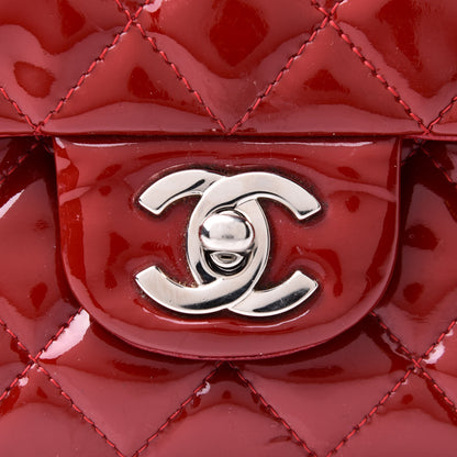 Chanel Patent Calfskin Quilted Medium Double Flap Dark Red 8 of 13