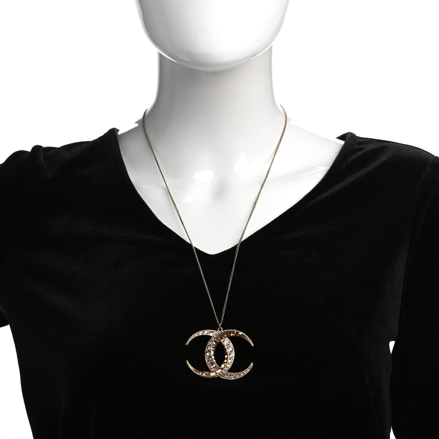 Chanel Baguette Crystal Moon CC Necklace Gold 2 of 4