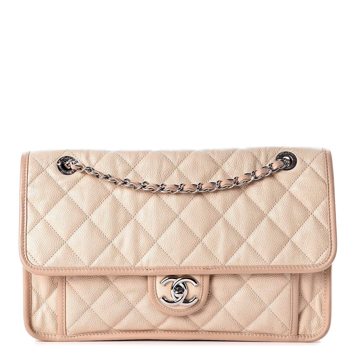 Caviar French Riviera Large Flap Beige