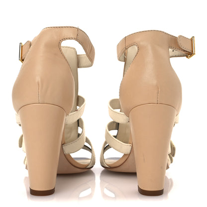 Chanel Lambskin Gladiator Sandals 36 Beige White Black 6 of 16