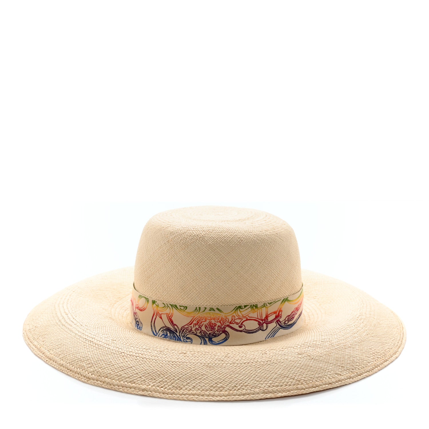 Hermes Straw Panama Brisa Brides De Gala Hat 57 Naturel Multicolore 1 of 9