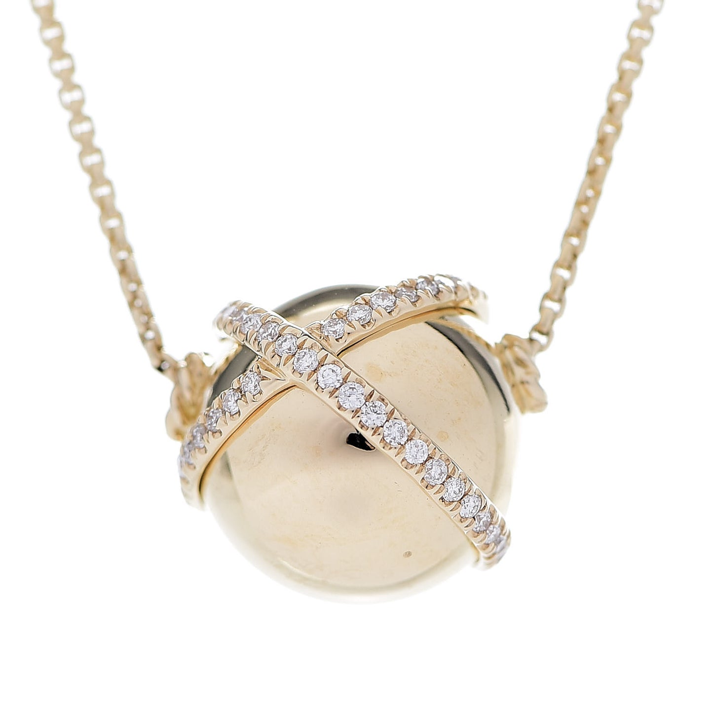 18K Yellow Gold Diamond 12mm Solari Pave Wrap Pendant Necklace