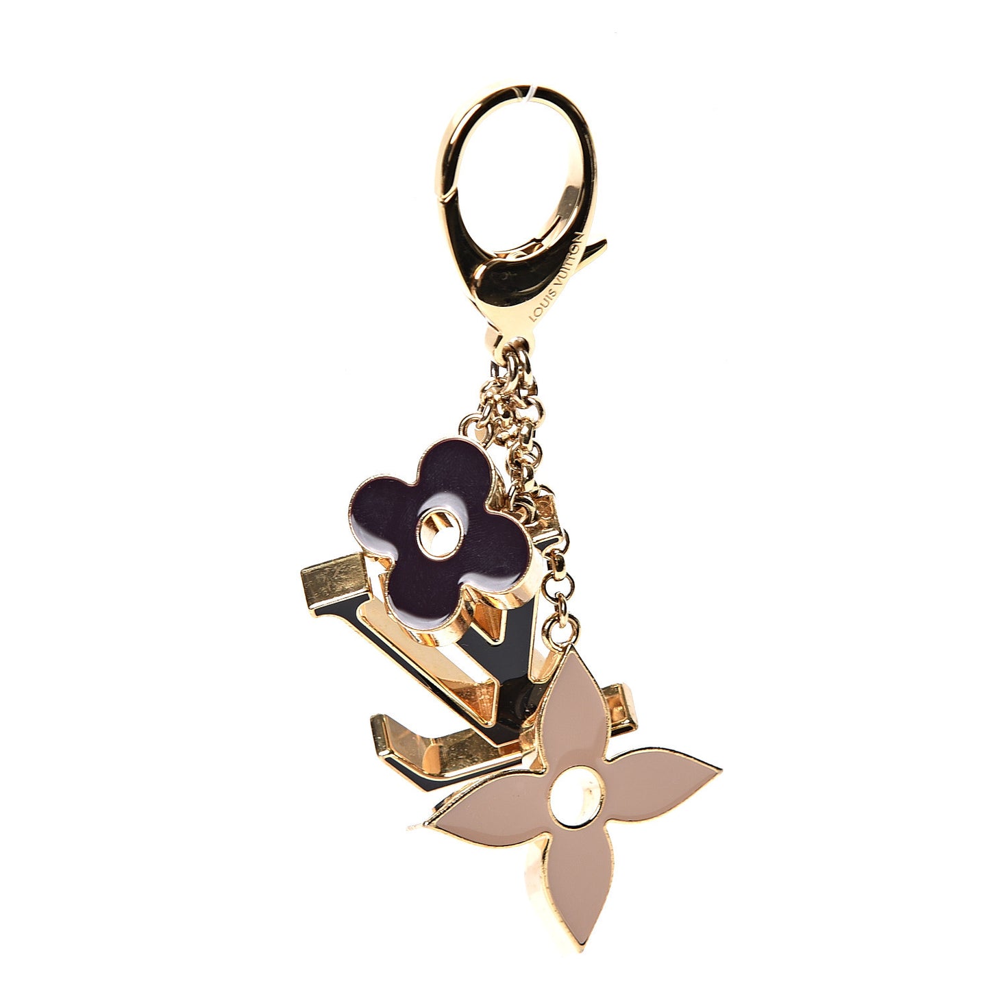 Fleur De Monogram Bag Charm Dore
