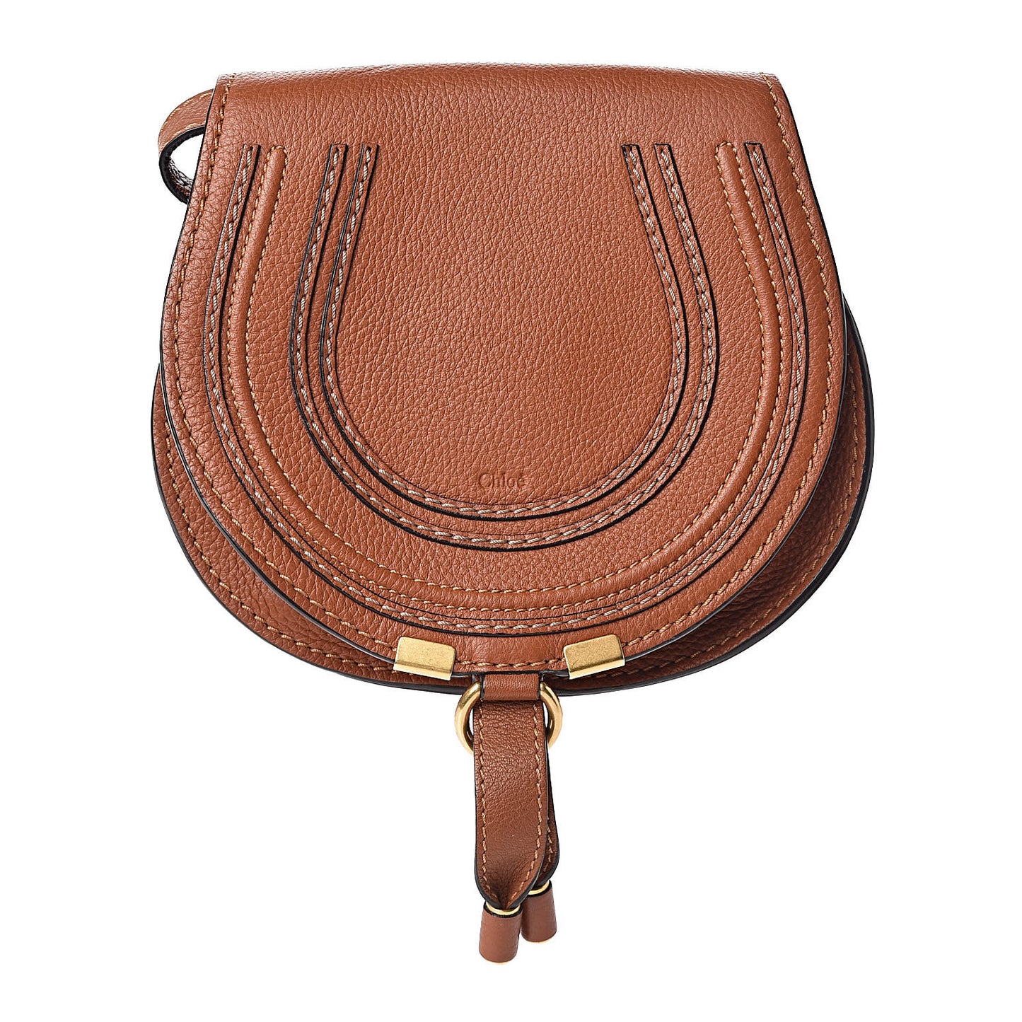Calfskin Mini Marcie Round Crossbody Bag Tan