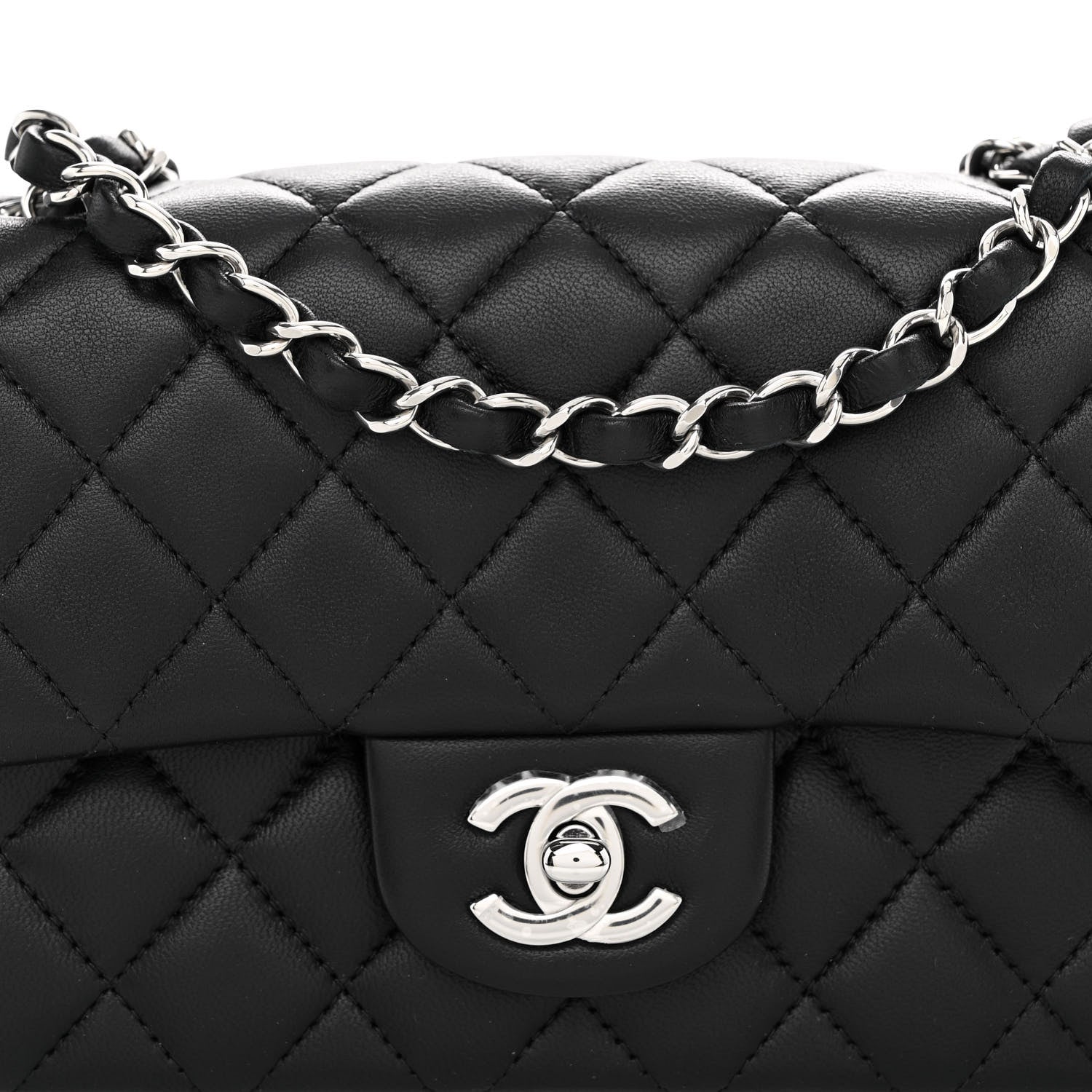 Chanel Lambskin Quilted Mini Rectangular Flap Black 8 of 10