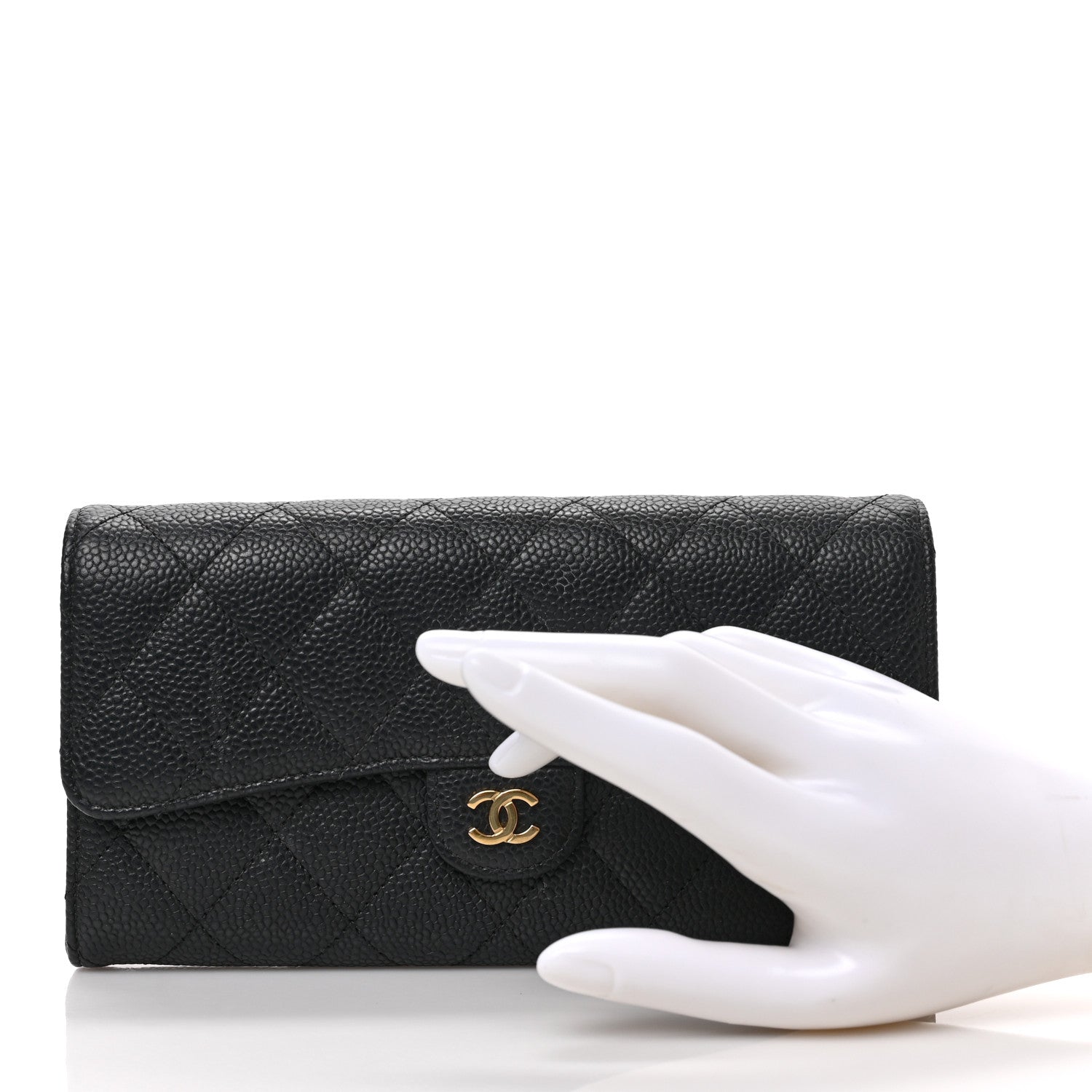 Chanel Caviar Quilted Long Flap Wallet Black 2 of 7