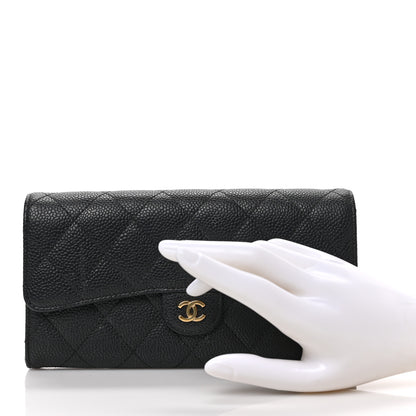 Chanel Caviar Quilted Long Flap Wallet Black 2 of 7