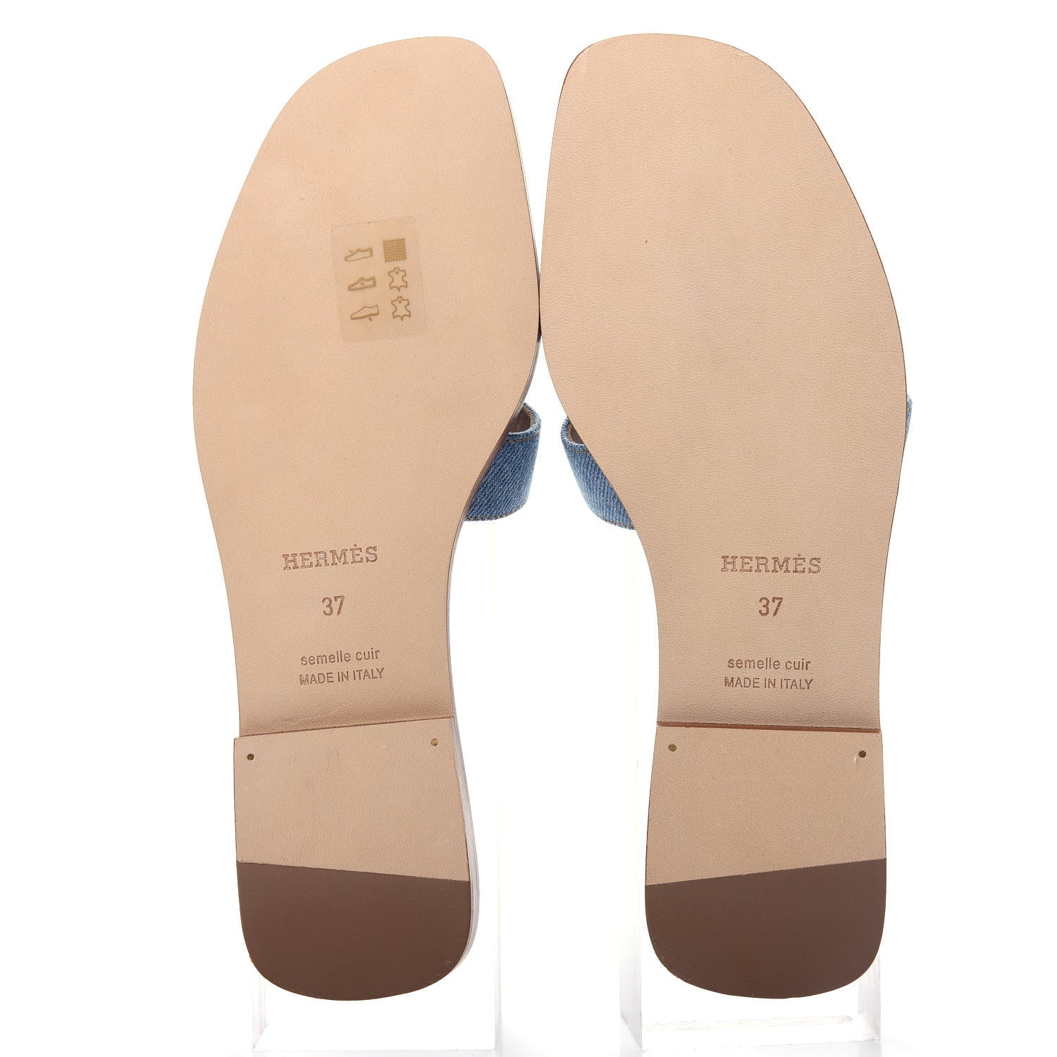 Hermes Denim Canvas Oran Sandals 37 Bleu Clair 6 of 11