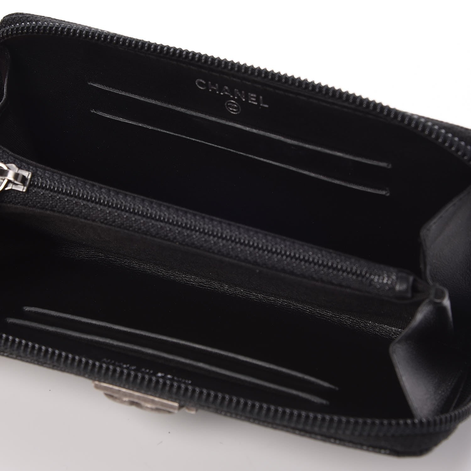 Chanel Caviar Quilted Boy Small Zip Around Wallet Black 5 of 9