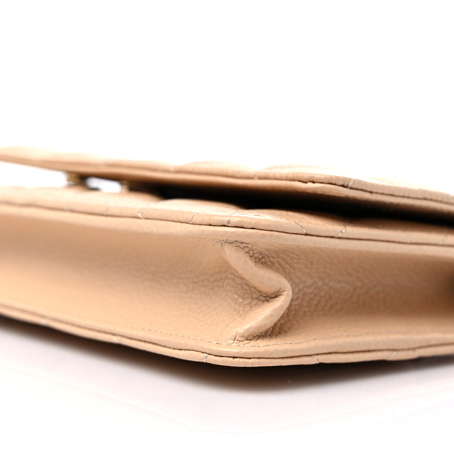 Caviar Quilted Wallet On Chain WOC Beige